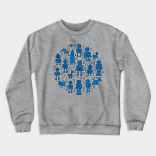 Robots in Space - Blue Circle Crewneck Sweatshirt